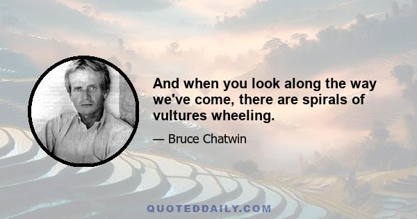 And when you look along the way we've come, there are spirals of vultures wheeling.