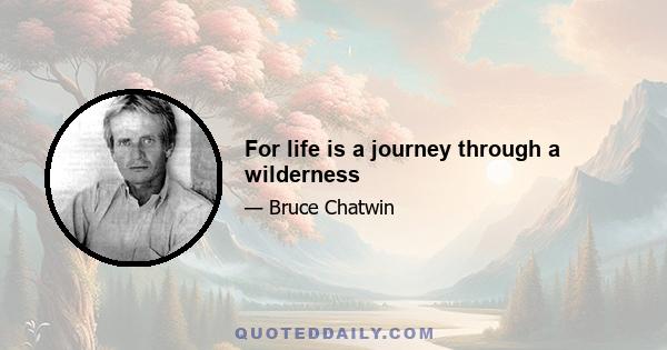 For life is a journey through a wilderness