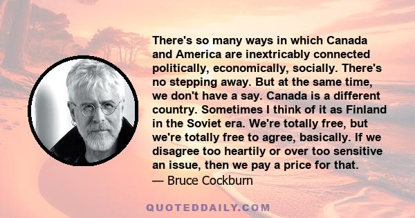 There's so many ways in which Canada and America are inextricably connected politically, economically, socially. There's no stepping away. But at the same time, we don't have a say. Canada is a different country.