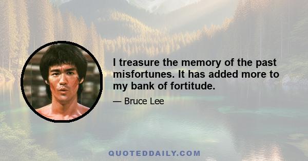 I treasure the memory of the past misfortunes. It has added more to my bank of fortitude.