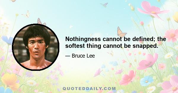 Nothingness cannot be defined; the softest thing cannot be snapped.