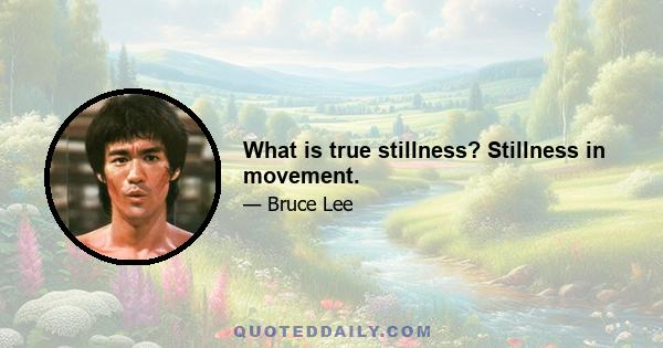 What is true stillness? Stillness in movement.