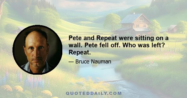 Pete and Repeat were sitting on a wall. Pete fell off. Who was left? Repeat.