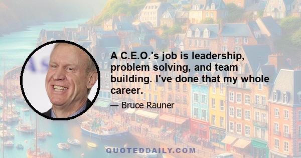 A C.E.O.'s job is leadership, problem solving, and team building. I've done that my whole career.