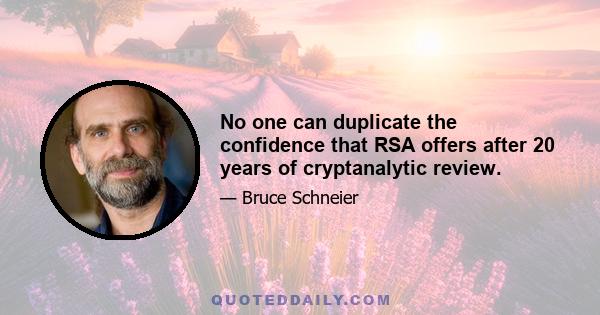 No one can duplicate the confidence that RSA offers after 20 years of cryptanalytic review.