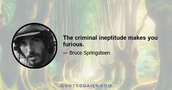 The criminal ineptitude makes you furious.