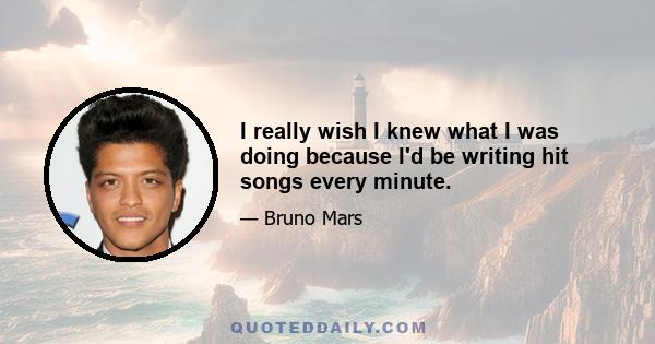 I really wish I knew what I was doing because I'd be writing hit songs every minute.