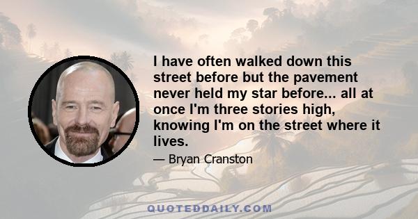 I have often walked down this street before but the pavement never held my star before... all at once I'm three stories high, knowing I'm on the street where it lives.