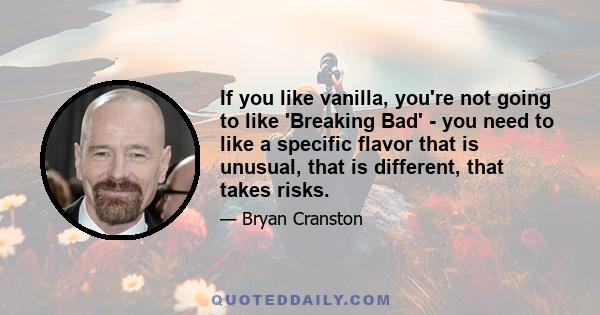 If you like vanilla, you're not going to like 'Breaking Bad' - you need to like a specific flavor that is unusual, that is different, that takes risks.