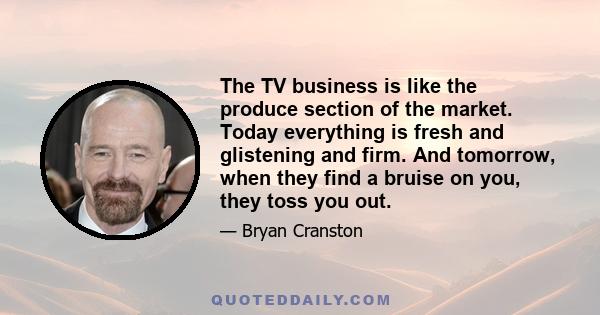 The TV business is like the produce section of the market. Today everything is fresh and glistening and firm. And tomorrow, when they find a bruise on you, they toss you out.