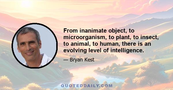 From inanimate object, to microorganism, to plant, to insect, to animal, to human, there is an evolving level of intelligence.