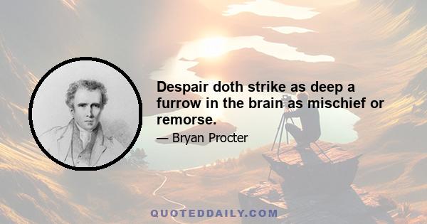 Despair doth strike as deep a furrow in the brain as mischief or remorse.