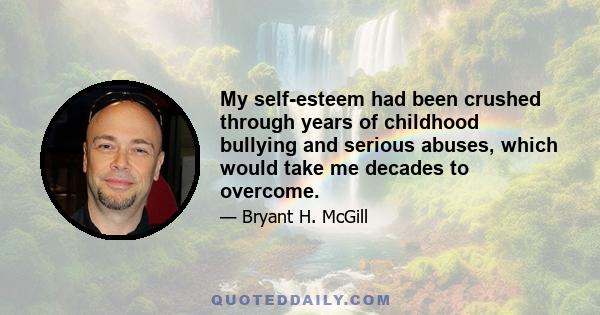 My self-esteem had been crushed through years of childhood bullying and serious abuses, which would take me decades to overcome.