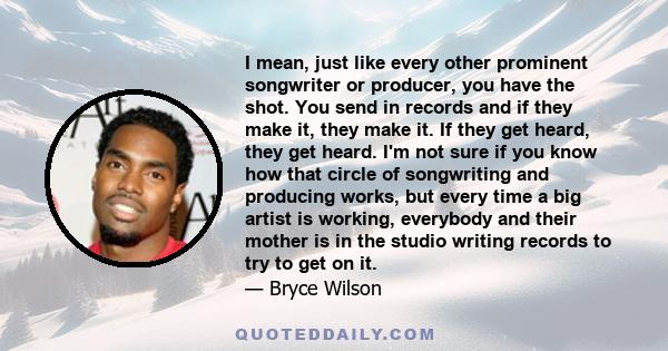 I mean, just like every other prominent songwriter or producer, you have the shot. You send in records and if they make it, they make it. If they get heard, they get heard. I'm not sure if you know how that circle of