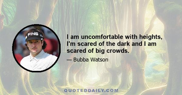 I am uncomfortable with heights, I'm scared of the dark and I am scared of big crowds.