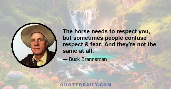 The horse needs to respect you, but sometimes people confuse respect & fear. And they're not the same at all.