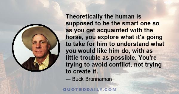 Theoretically the human is supposed to be the smart one so as you get acquainted with the horse, you explore what it's going to take for him to understand what you would like him do, with as little trouble as possible.