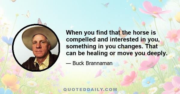 When you find that the horse is compelled and interested in you, something in you changes. That can be healing or move you deeply.