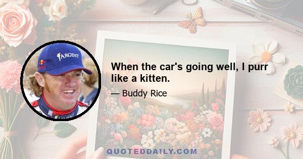 When the car's going well, I purr like a kitten.