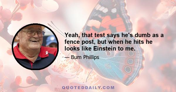 Yeah, that test says he's dumb as a fence post, but when he hits he looks like Einstein to me.