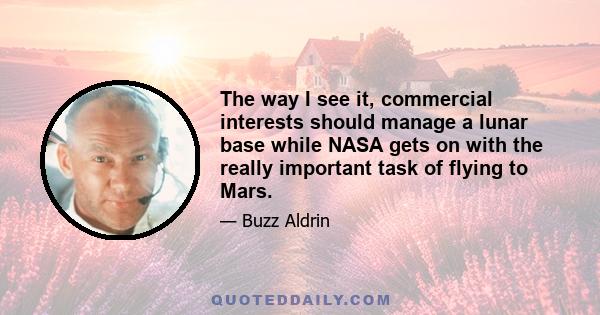 The way I see it, commercial interests should manage a lunar base while NASA gets on with the really important task of flying to Mars.