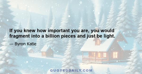 If you knew how important you are, you would fragment into a billion pieces and just be light.