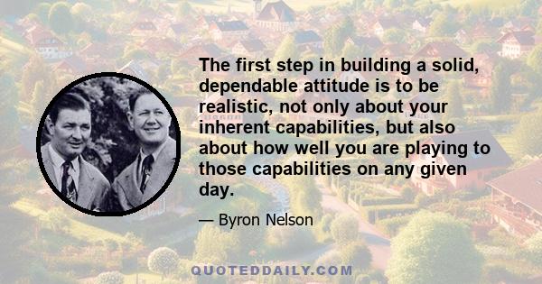 The first step in building a solid, dependable attitude is to be realistic, not only about your inherent capabilities, but also about how well you are playing to those capabilities on any given day.