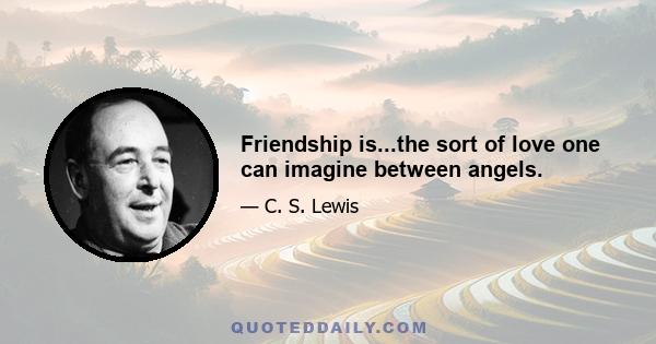 Friendship is...the sort of love one can imagine between angels.