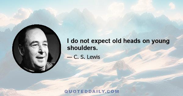 I do not expect old heads on young shoulders.