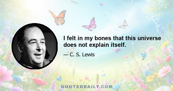I felt in my bones that this universe does not explain itself.