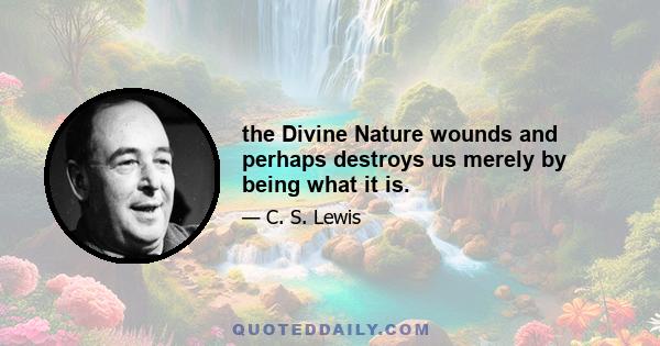 the Divine Nature wounds and perhaps destroys us merely by being what it is.