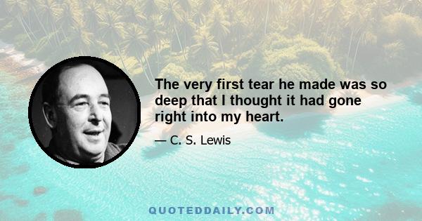 The very first tear he made was so deep that I thought it had gone right into my heart.