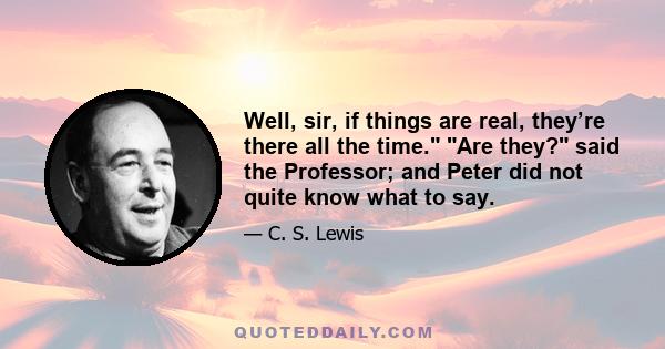 Well, sir, if things are real, they’re there all the time. Are they? said the Professor; and Peter did not quite know what to say.