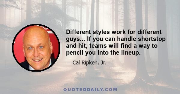 Different styles work for different guys... If you can handle shortstop and hit, teams will find a way to pencil you into the lineup.