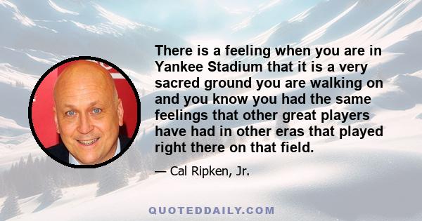 There is a feeling when you are in Yankee Stadium that it is a very sacred ground you are walking on and you know you had the same feelings that other great players have had in other eras that played right there on that 