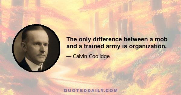 The only difference between a mob and a trained army is organization.