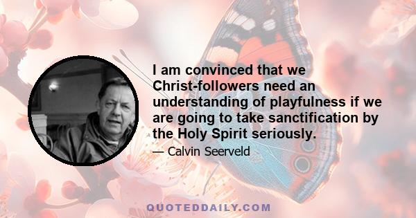 I am convinced that we Christ-followers need an understanding of playfulness if we are going to take sanctification by the Holy Spirit seriously.