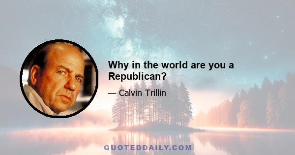 Why in the world are you a Republican?