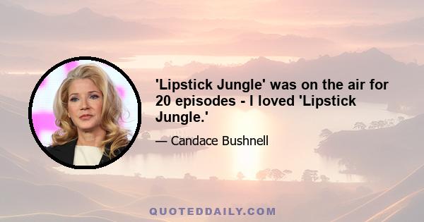 'Lipstick Jungle' was on the air for 20 episodes - I loved 'Lipstick Jungle.'