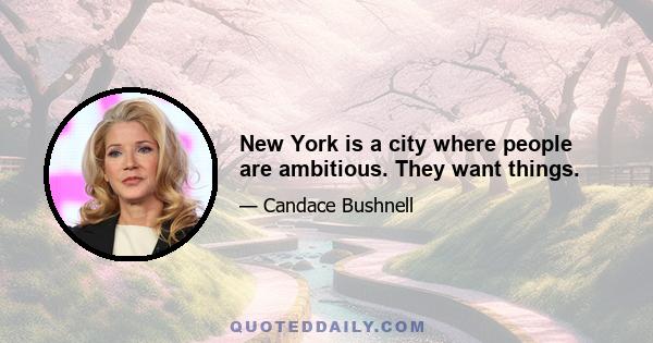 New York is a city where people are ambitious. They want things.