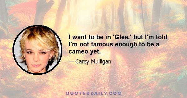 I want to be in 'Glee,' but I'm told I'm not famous enough to be a cameo yet.