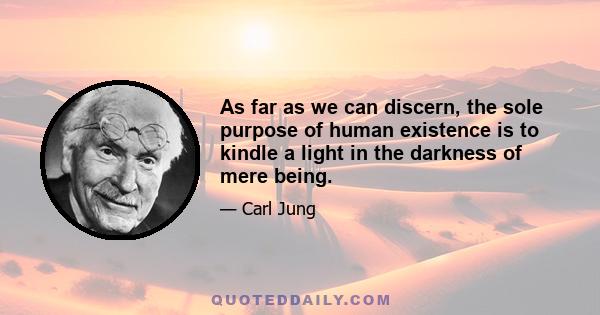 As far as we can discern, the sole purpose of human existence is to kindle a light in the darkness of mere being.