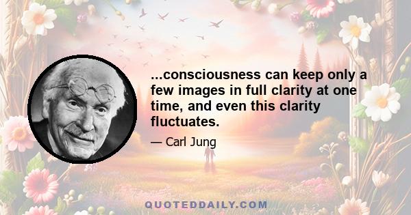 ...consciousness can keep only a few images in full clarity at one time, and even this clarity fluctuates.