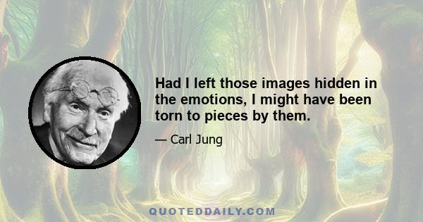 Had I left those images hidden in the emotions, I might have been torn to pieces by them.