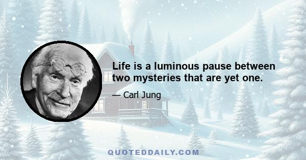 Life is a luminous pause between two mysteries that are yet one.