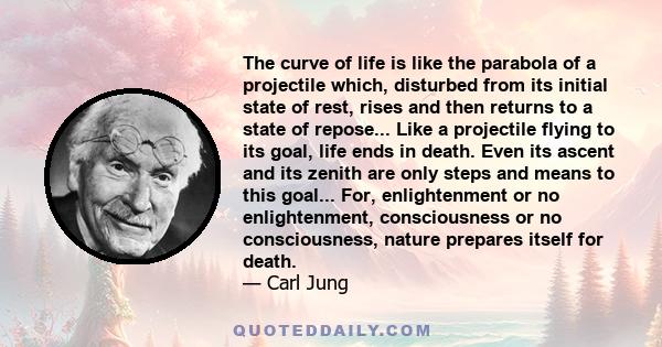 The curve of life is like the parabola of a projectile which, disturbed from its initial state of rest, rises and then returns to a state of repose... Like a projectile flying to its goal, life ends in death. Even its