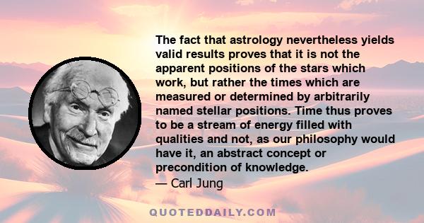 The fact that astrology nevertheless yields valid results proves that it is not the apparent positions of the stars which work, but rather the times which are measured or determined by arbitrarily named stellar