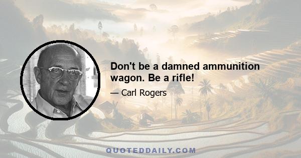 Don't be a damned ammunition wagon. Be a rifle!