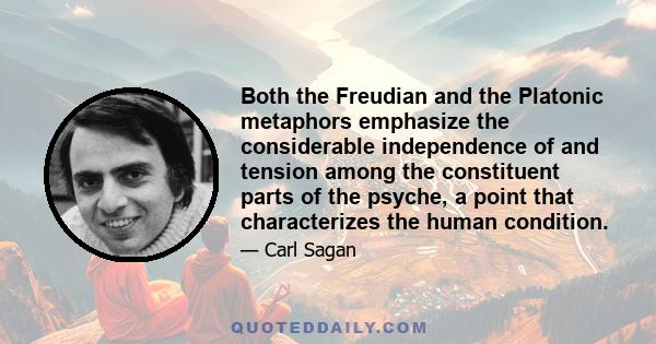 Both the Freudian and the Platonic metaphors emphasize the considerable independence of and tension among the constituent parts of the psyche, a point that characterizes the human condition.