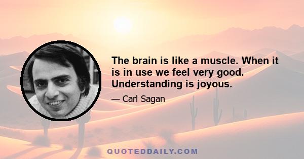 The brain is like a muscle. When it is in use we feel very good. Understanding is joyous.